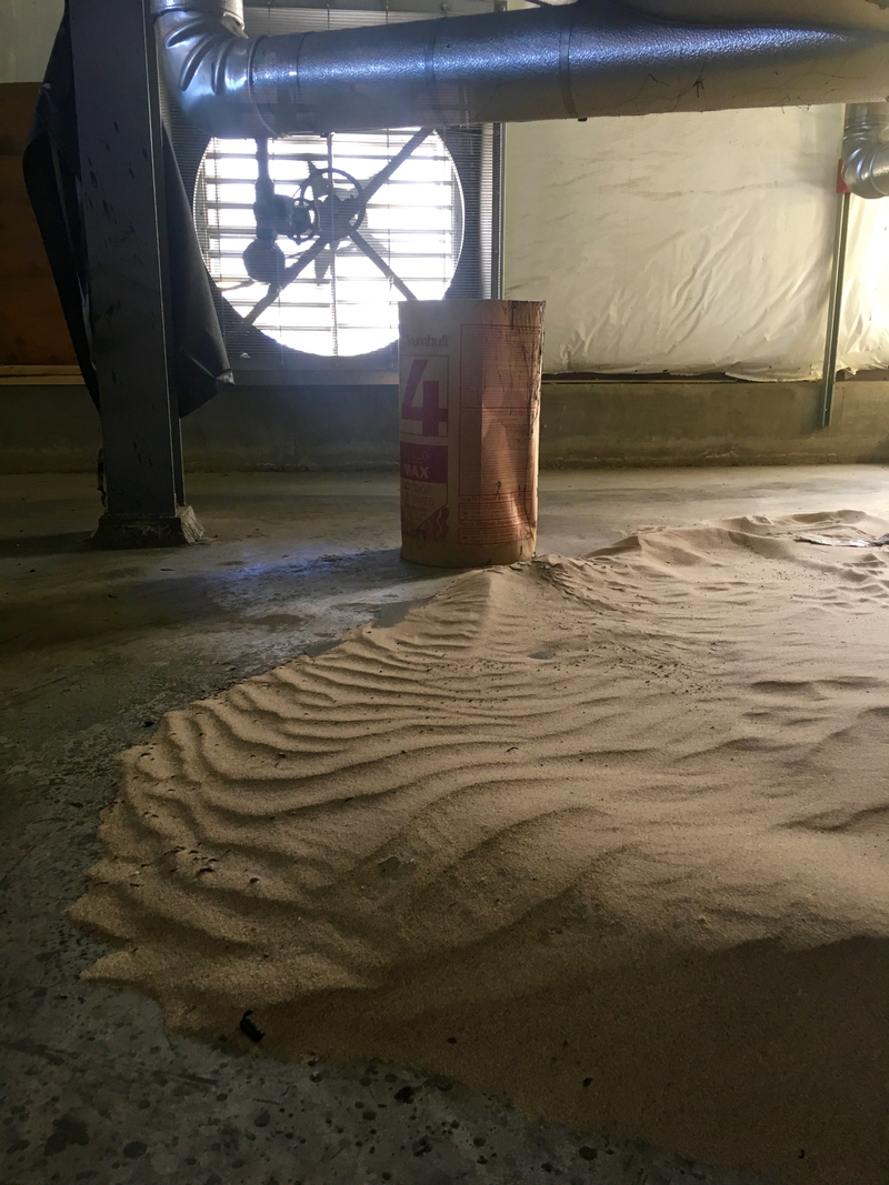 Some sand was spread out for containment, barely used, a week later, this.